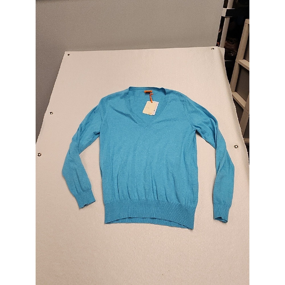 Joe Fresh Womens Turquoise Blue V-Neck Cashmere Blend‎ Knit Sweater Size L NWT